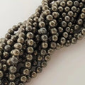 Wholesale Loose Gemstone 6mm 8mm 10mm Natural Pyrite Polish Stone Beads Spacer Beads Strand for Jewelry Making