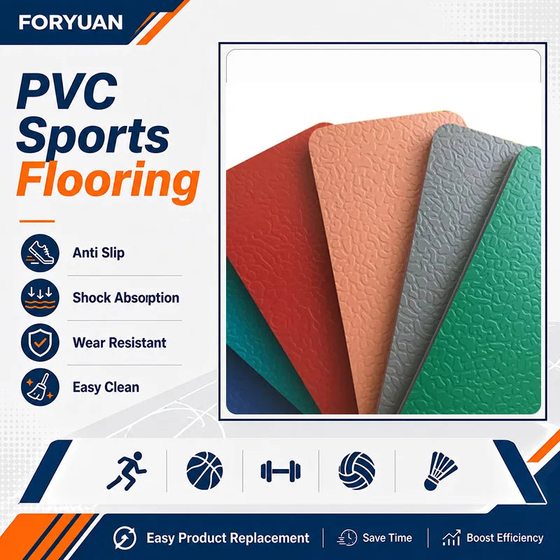 Textured Laminate PVC Sports Flooring Roll Durable Anti Slip Vinyl Surface for Volleyball Badminton Court Venues