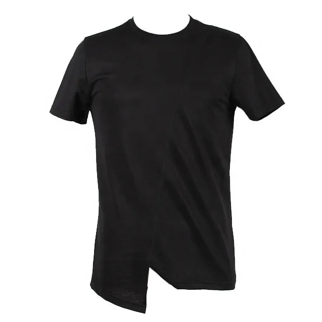 Men's Round-Neck T-Shirts With Asymmetrical Hem Custom Logo Printing New Design Cartoon T-Clothes Plus Size