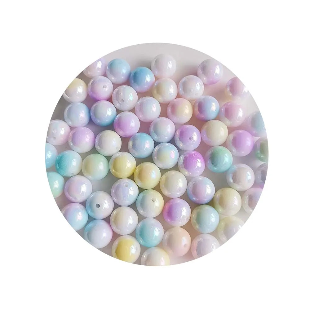 100pcs Gradient Light AB Colorful Acrylic Beads 16mm Round Balls Pearls Beads for Jewellery Making DIY Beads Accessories