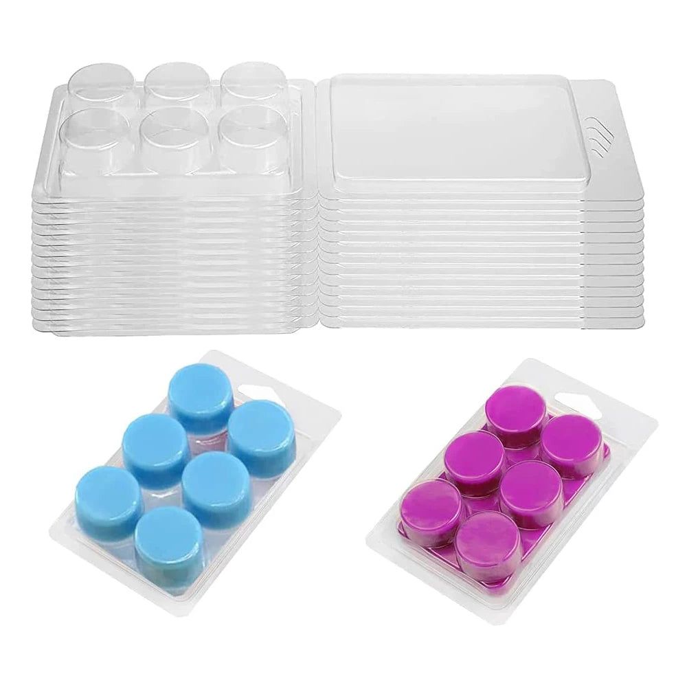 Custom Transparent Round Wax Melts Plastic PET Packaging Box Clam Shell Containers Clear Blister Wax Melt Packaging with Hooks
