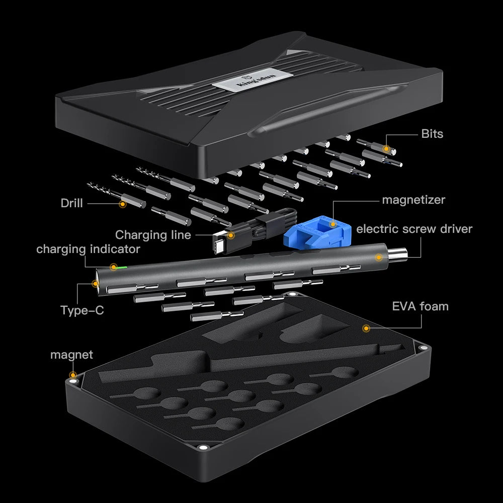 36 In1 New Product Electric Screw Driver for Phone Mobile Phone Electric Screw Driver Twospeed Adjustment Kingsdun Screw Driver