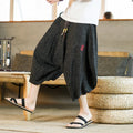 M-5XL Chinoiserie Embroidery Capris Cool Personalized Wide Leg Turnip Lantern Streetwear Shorts