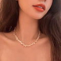 Baroque Irregular Pearl Beaded 18K Gold Plated Crystal Rhinestone Geometric Trendy Wedding Choker Necklace for Women
