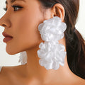 Kaimei Fashion Jewelry Personalized Long Large Petal Fabric Statement Earrings Women's Colorful White Flower Boho New Earrings