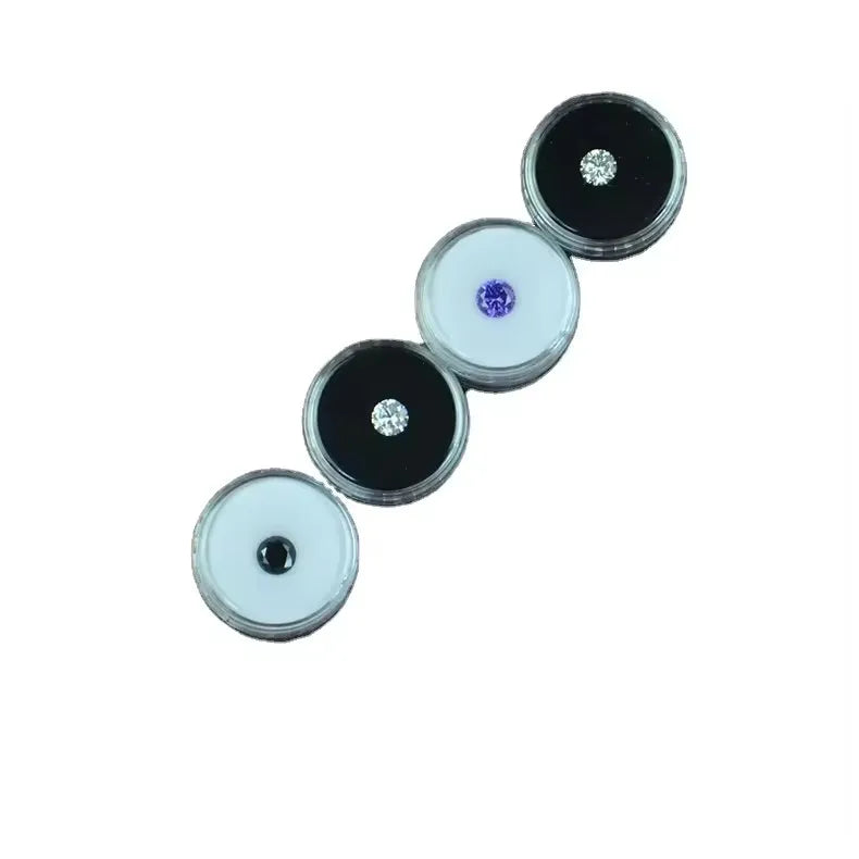 Mini Round Acrylic Transparent Jewelry Container with Diamond Color Bare Rock Earrings Storage Display Box with Rotating Lid