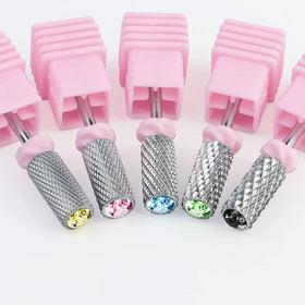 TSZS Professional Pink With Diamond Head Tungsten Carbide Nail Drill Bit Nail Cuticle Bit Electric Drill Machine Accessories