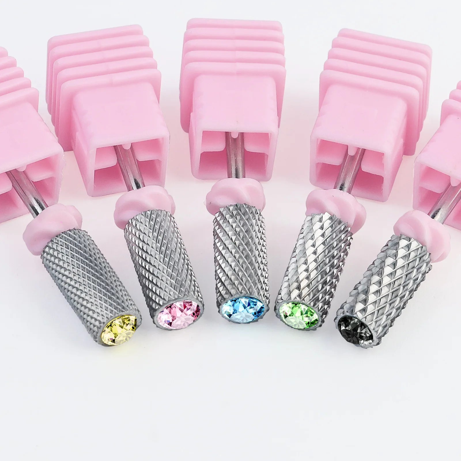 TSZS Professional Pink With Diamond Head Tungsten Carbide Nail Drill Bit Nail Cuticle Bit Electric Drill Machine Accessories