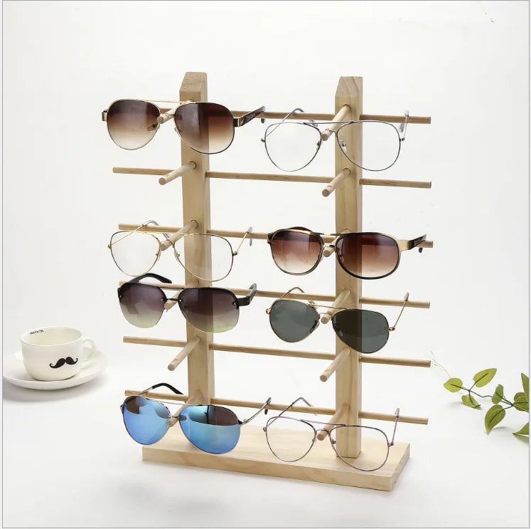 2022 Natural Wood Sunglasses Counter Display Rack Holding From 1- 12 Pairs Sunglass