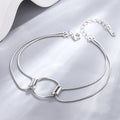 Simple 925 Sterling Silver Geometric Circle Snake Bone Chain Bracelet for Women Girls