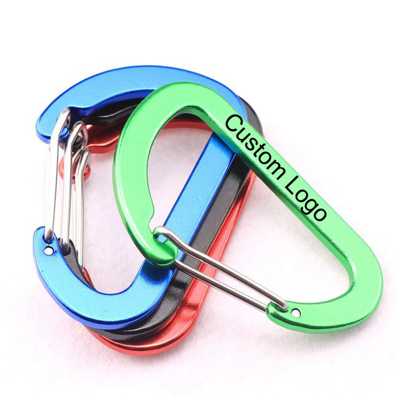 Custom Engraving Logo Large 8# Swivel Spring Hook Clip Snap D Ring Black Engraved Aluminum Carabiner Clip and Hook