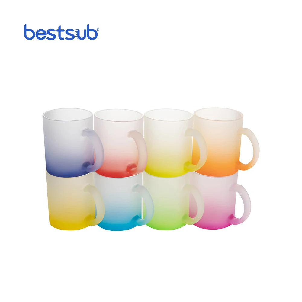 BestSub 11oz Frosted Glass Photo Coffee Beer Cups Top Personalized Traditional Design for Sublimation for Business Gifts