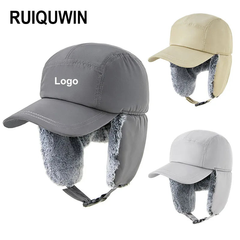 RUIQUWIN Wholesale High Quality Men's Earmuff Cycling Cap Windproof Warm Winter Baseball Cap for Hiking Climbing Daily Wear