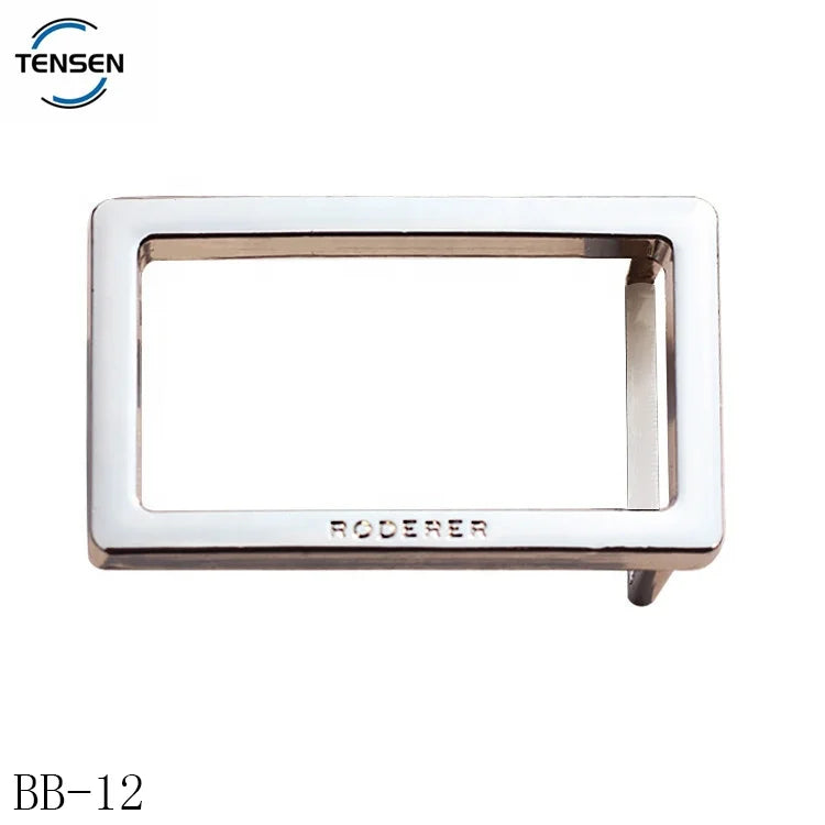 Custom Silver Color Alloy Western Belt Buckle Rectangle Hardware for Leather Waist-for Garments & Bags Zinc Material