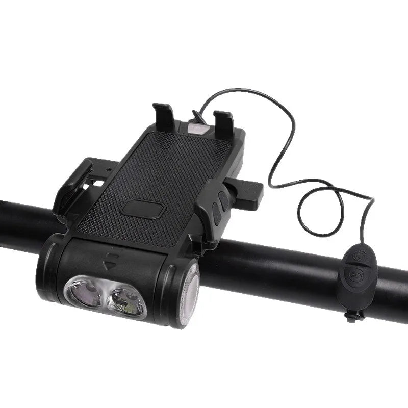 Multifunctional Bicycle Front Light Warning Horn Phone Holder Type-C Reverse Charging for Mountain/Road Bikes Electric Scooters MegaBDM
