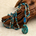 New Women Custom Boho Gemstone Necklace Lady 6mm Crystal Glass Natural Stone Imperial Drop Pendant Rectangle Druzy Necklace