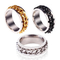 G522 Fashion Jewellery 8mm Open Beer Bottle Cap Artifact Rings Titanium Steel Fidget Anti Anxiety Spinner Ring