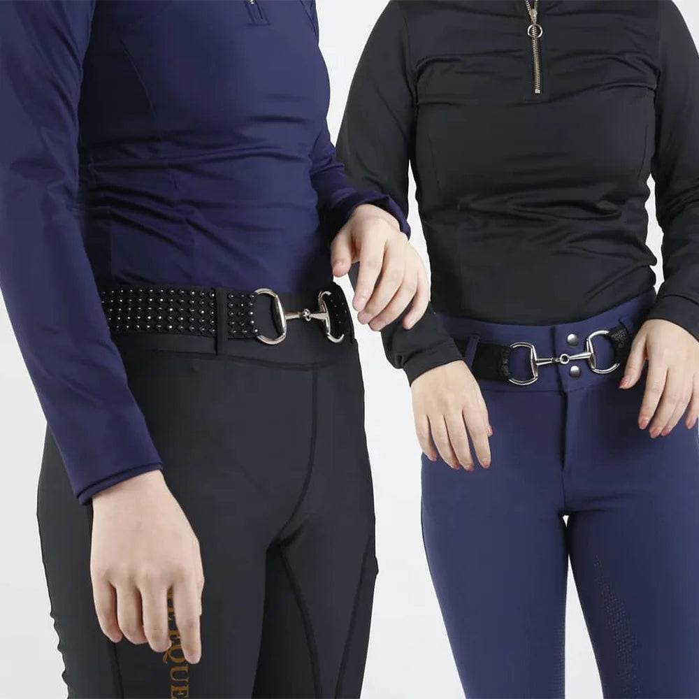 Wholesale Multi Color No MOQ Snaffle Bit Power Elastic Women Horse Riding Belts With Horse Bits Equestrian Belt Buckle