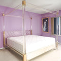 Luxury Modern Stainless Steel Bedstead Transparent Acrylic Cooling California King & Queen Size Golden Bed Frame