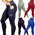 YK5115 Women High Waist Thick Thermal Leggings With Pocket Polyester Warm Winter Fleece Lined Yoga Leggings