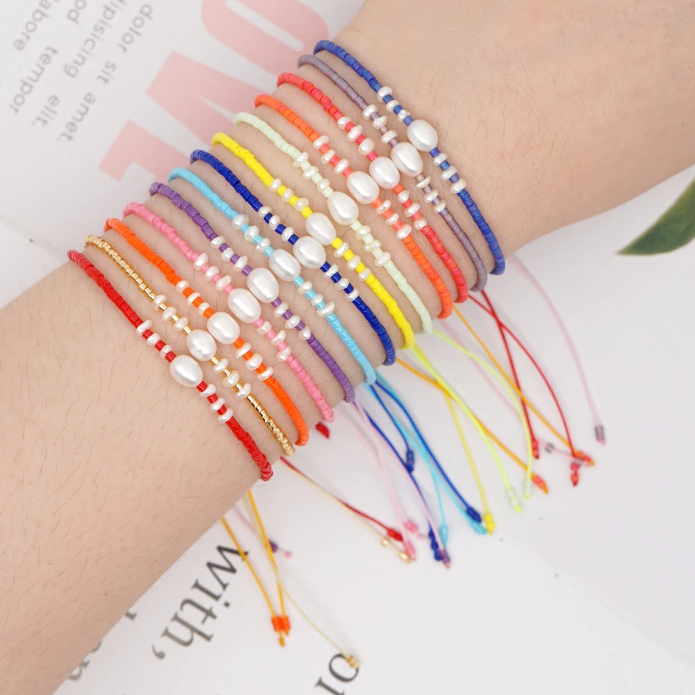 Go2boho Freshwater Pearl Bracelets for Girls Gift Jewellery Fashion Spring Simple String Jewelry Boho Friendship Bracelet