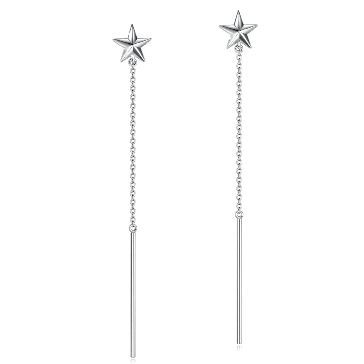 Merryshine 925 Sterling Silver Women Fashion Long Chain String Star Earring