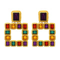Fashion Color Geometric square Drop Earrings Hot Selling Alloy Metal Acrylic Crystal Earrings in Europe and America