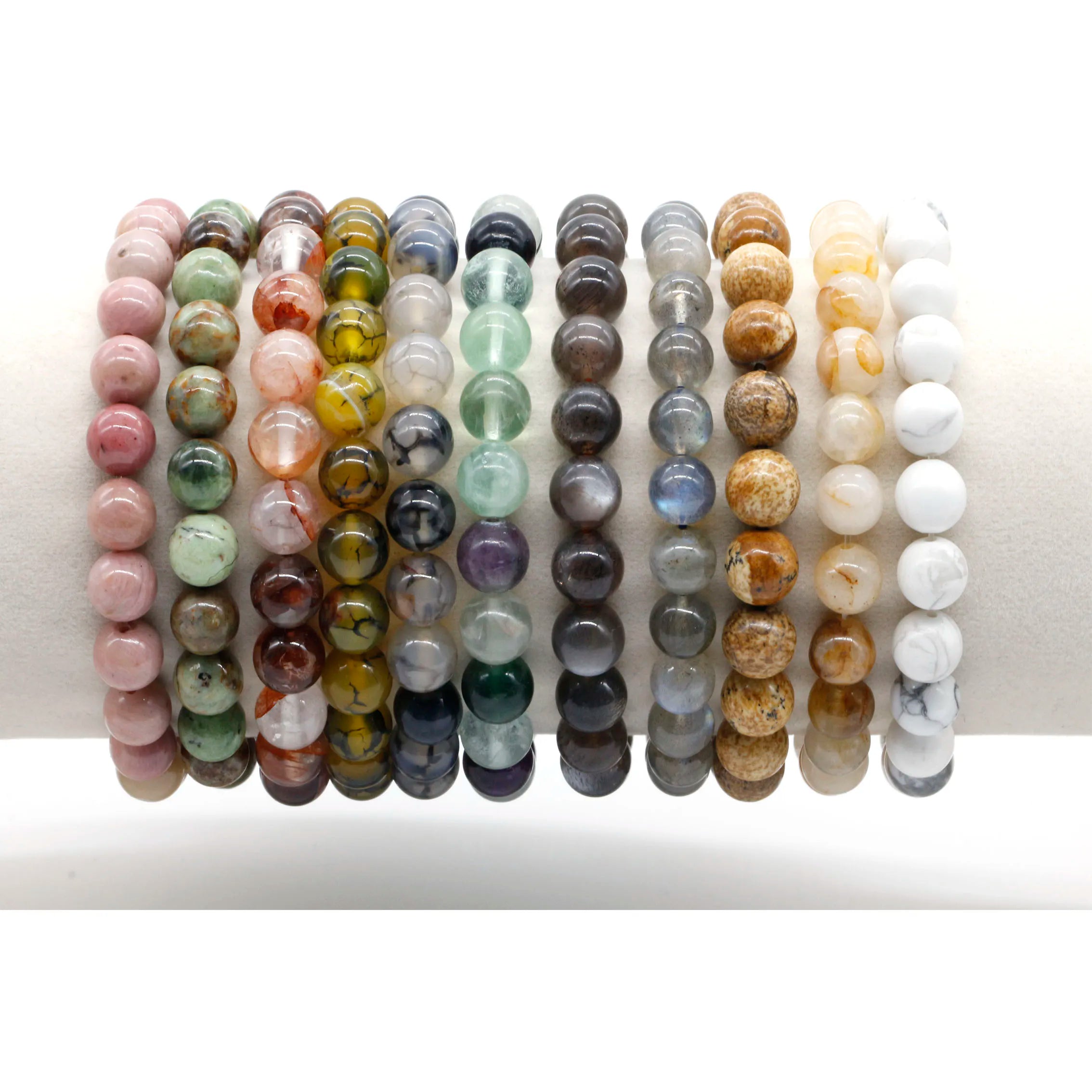 Wholesale Gemstone Healing Bracelet 8mm Picture Jasper Beads Natural Jade for Women Men Agate Turquoise Quartz Amethyst Opal