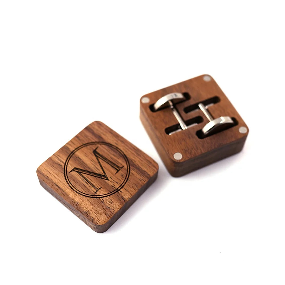 High-grade Solid Wood Box Storage Packaging Box Custom Gifts Matte Magnetic Men Sleeve Nails Cufflinks