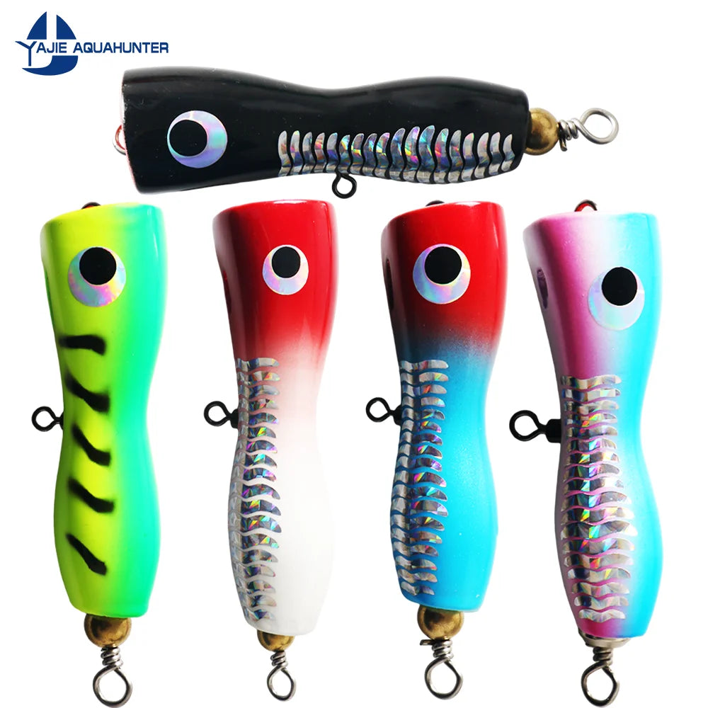 3.5'" 4.5" Mini  Wooden Tuna Wood Popper Artificial Lures Popper Fishing Lure
