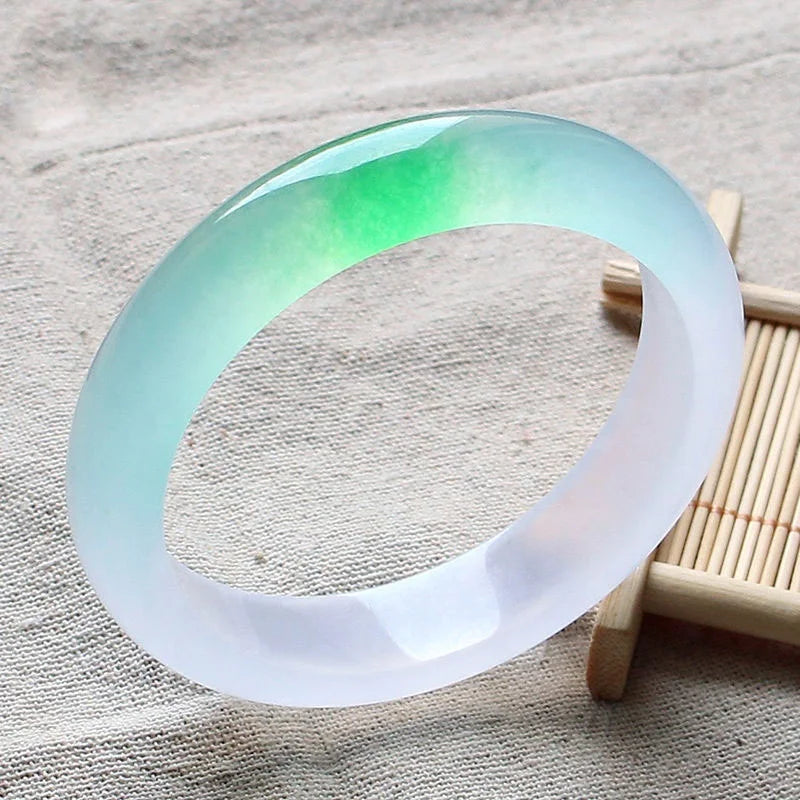 Myanmar Jadeite Purple Bracelet Natural Ice Quartzite Jade Floating Green Flower Jade Bracelet