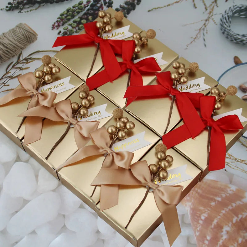 Hot Sale Luxury Gold Candy Box Wedding Party Favors Chocolate Paper Gift Box