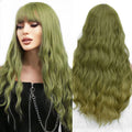 Wholesale Pervadohair Machine Made 28 Inch Long Natural Wave High Temperature Synthetic Non-Lace Hair Wigs 150% Density Wig