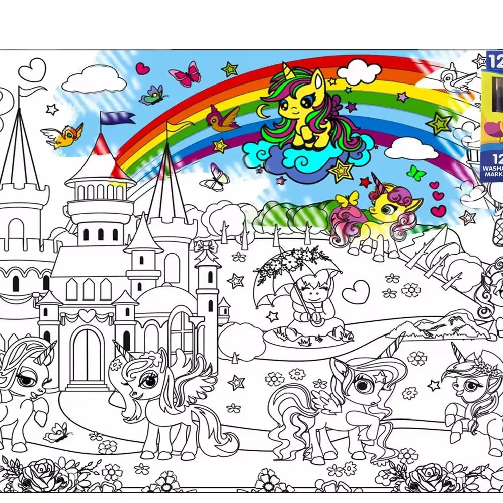 Children's Drawing Roll Graffiti Coloring Roll for Kids Stick Wall Painting Educational Toy