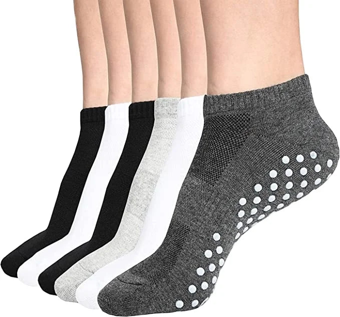 4 Pack Non Slip Women and Men Anti Skid Yoga Pilates Barre Hospital Home Exercise Ankle Grip Socks