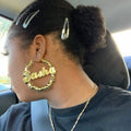 New Arrival 9cm Big Hoop Ring Name Earrings Design Boujee Custom Bamboo Hoop Earring for Women