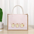 Wholesale Custom Printed Logo Jute Tote Bags Reusable Waterproof Shopping Bags Handles Blank Burlap Tote Beach Bags for Daily