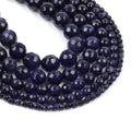 Wholesale Natural Stone Faceted Blue Sand Stone Loose Round Beads for Jewelry Making