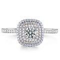 925 Sterling Silver Platinum New Ladies S925 Pave Shiny Zircon Square Ring Bridalwedding Ring Women's Finger Jewelry
