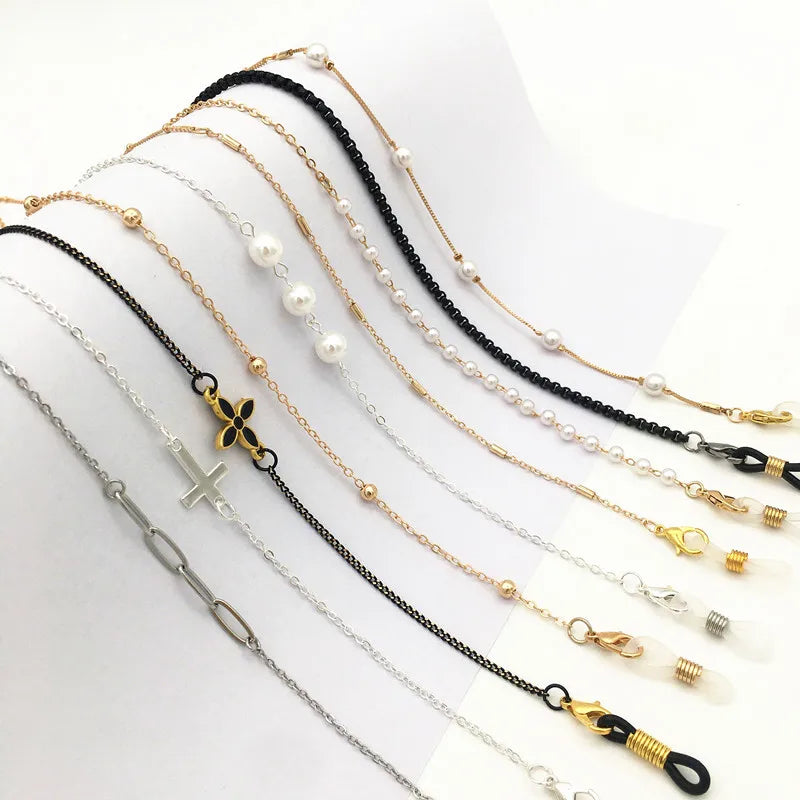 Hot Selling Gold Plated Multi-Color Anti-Slip Eyeglass Lanyard Durable Metal Hanging Neck Eyewear Strap Chain Holder