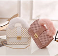Purse and Handbags for Women Printing Pattern Fashion PU Leather Plush Pink Gifty Hand Bags for Girls