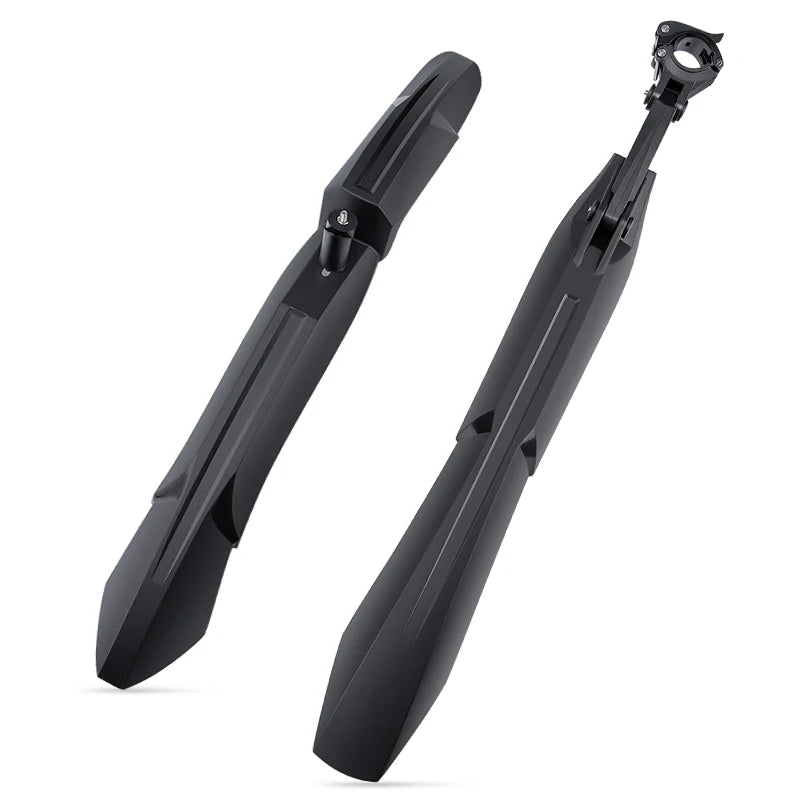 Mountain Bike Front/Rear Mudguard Set Quick Release Black PP & Soft Rubber Fenders