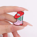 Red Boots Hat Enamel Brooch Fashion Clothing Accessories Couple Backpack Badge Gift