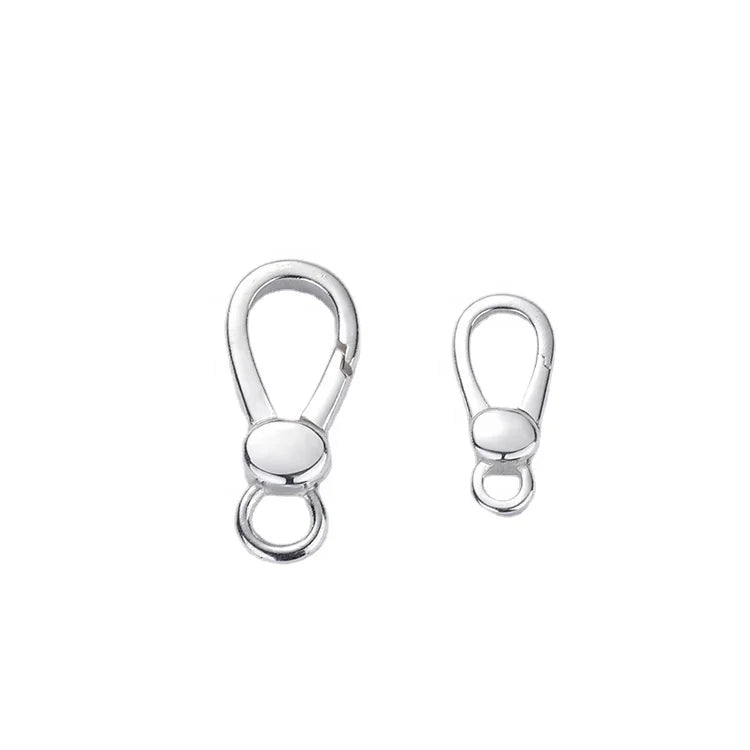 16mm 21mm Fashion Minimalist Sterling Silver Long Key Ring Hook Lobster Clasp Lock Findings for Rope Bracelets Jewelry