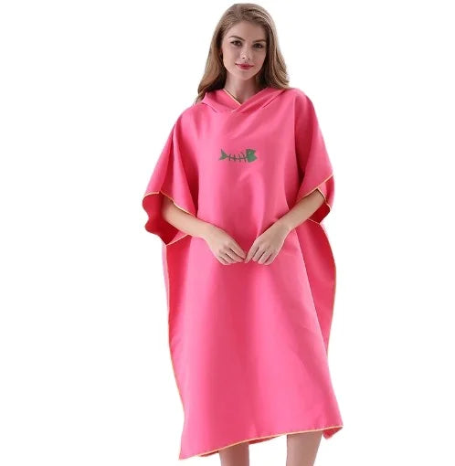 Custom Knitted Microfiber Summer Absorbent Eco-Friendly Quick-Dry Swimming Changing Bathrobe Poncho Surf Beach Towel for Women