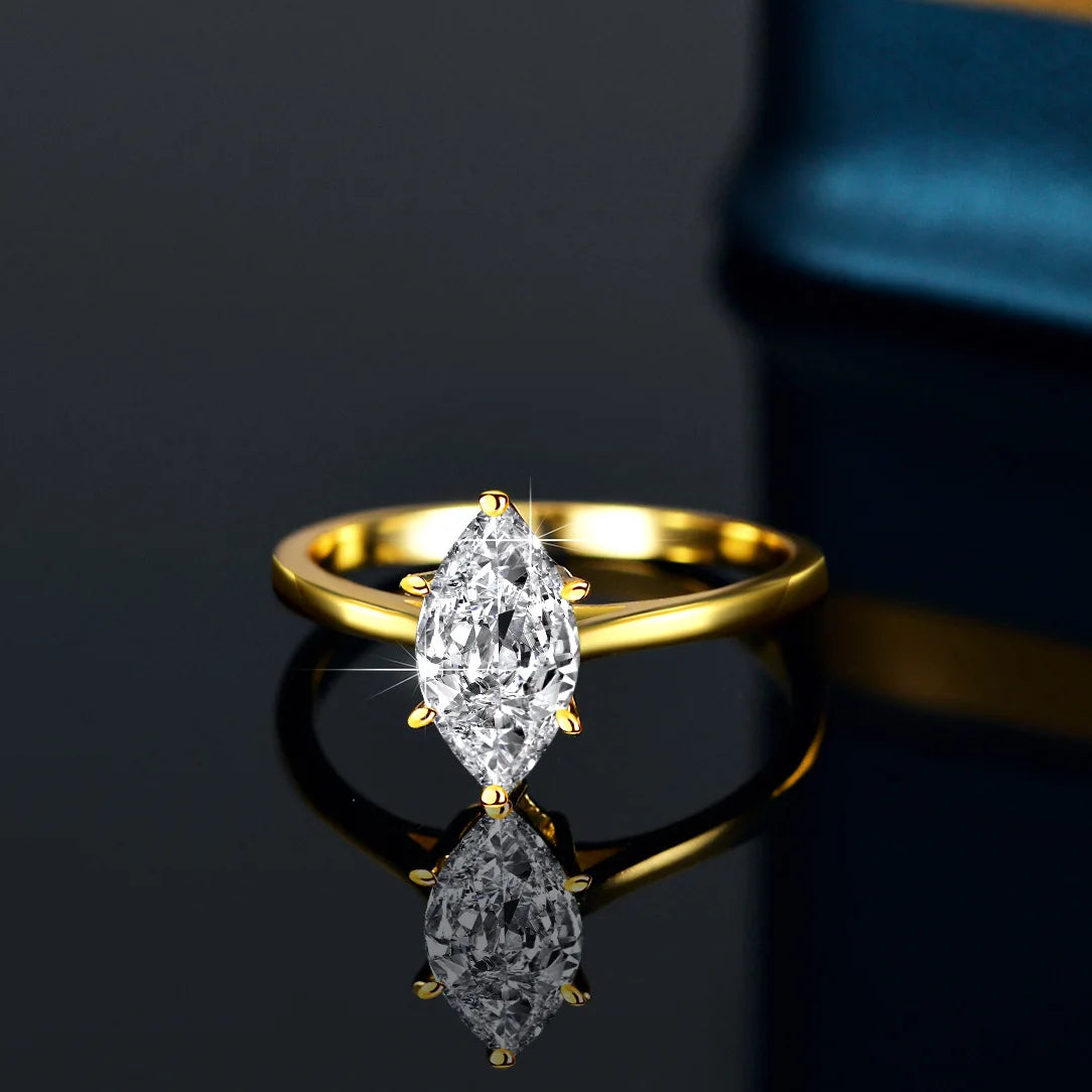 New Wholesale Price S925 Sterling Silver Jewelry 1ct Marquise Moissanite Ring Engagement Vvs Silica Engagement Ring
