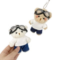 Lovely Glasses Teddy Bear Keychain Jeans White T-shirt Plush Doll Keychain Cute Stuffed Bear Doll Bag Pendant Teddy Bear Keyring