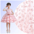 Valentines Hearts-Shaped Sparkly Tulle Fabric Textile French Fashion Mesh Lace Fabric for Skirt