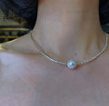 925 Sterling Silver Natural White Shell Pearl Beads Necklace Fashion Jewelry
