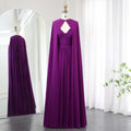 Saudi Arabia Purple Chiffon Long Evening Dress With Cape Elegant Sweetheart Green Women Wedding Party Gowns SF002
